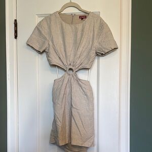 STAUD Tan Tie Front Cut-Out Mini Dress